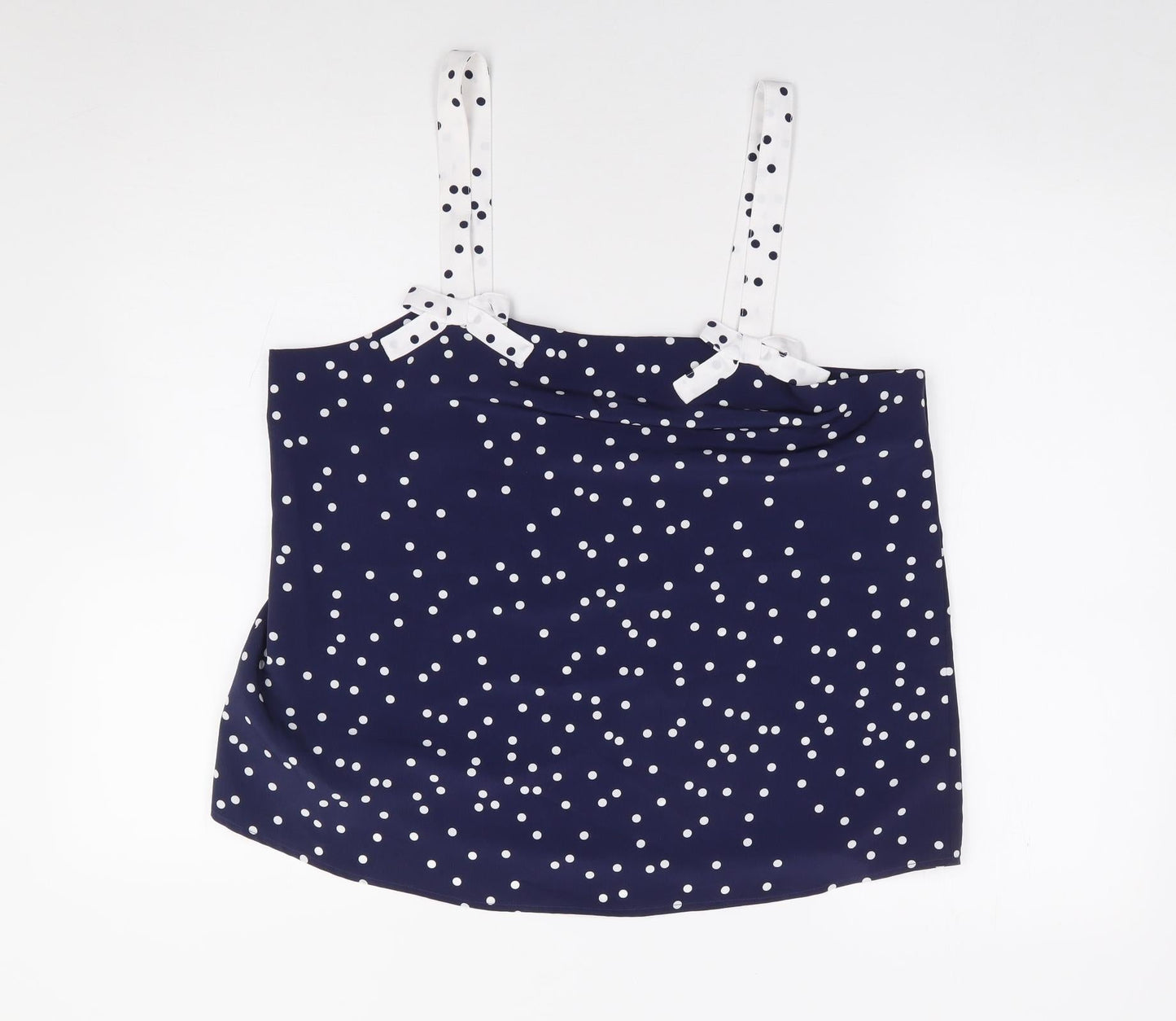 Savida Womens Blue Polka Dot Polyester Camisole Blouse Size L Square Neck