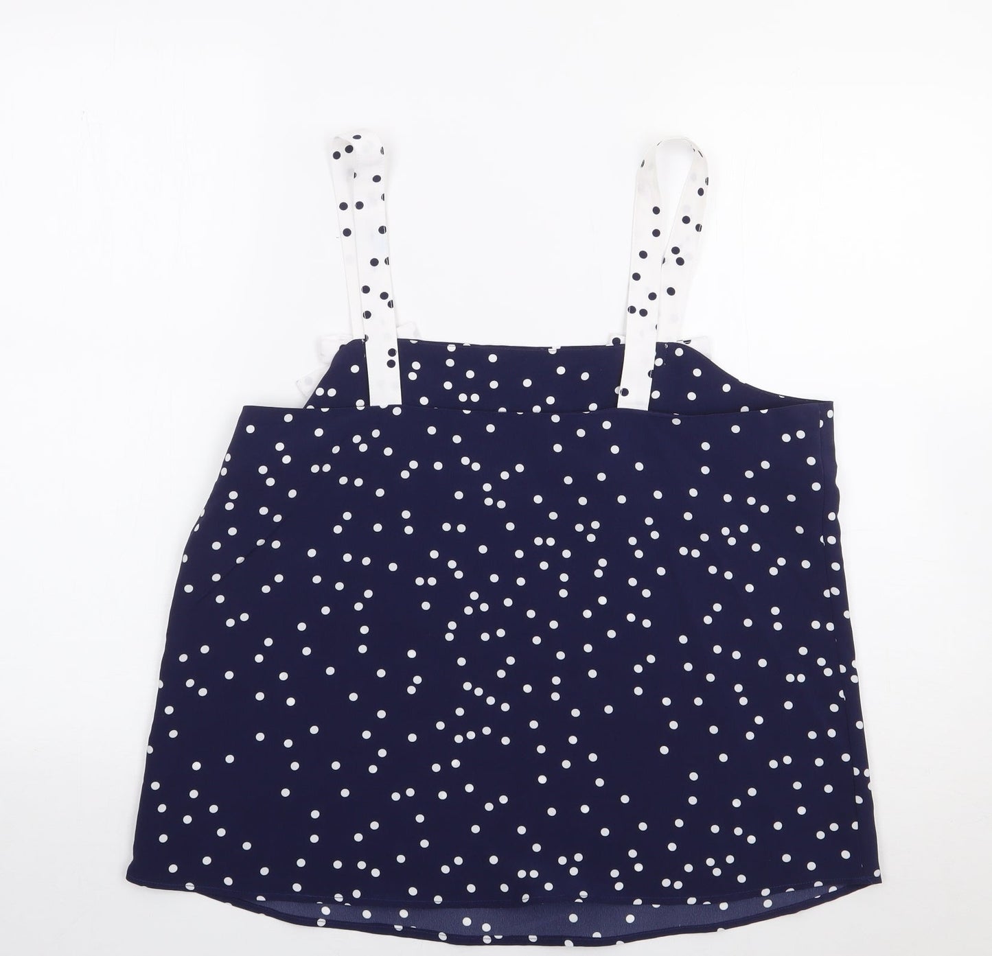 Savida Womens Blue Polka Dot Polyester Camisole Blouse Size L Square Neck