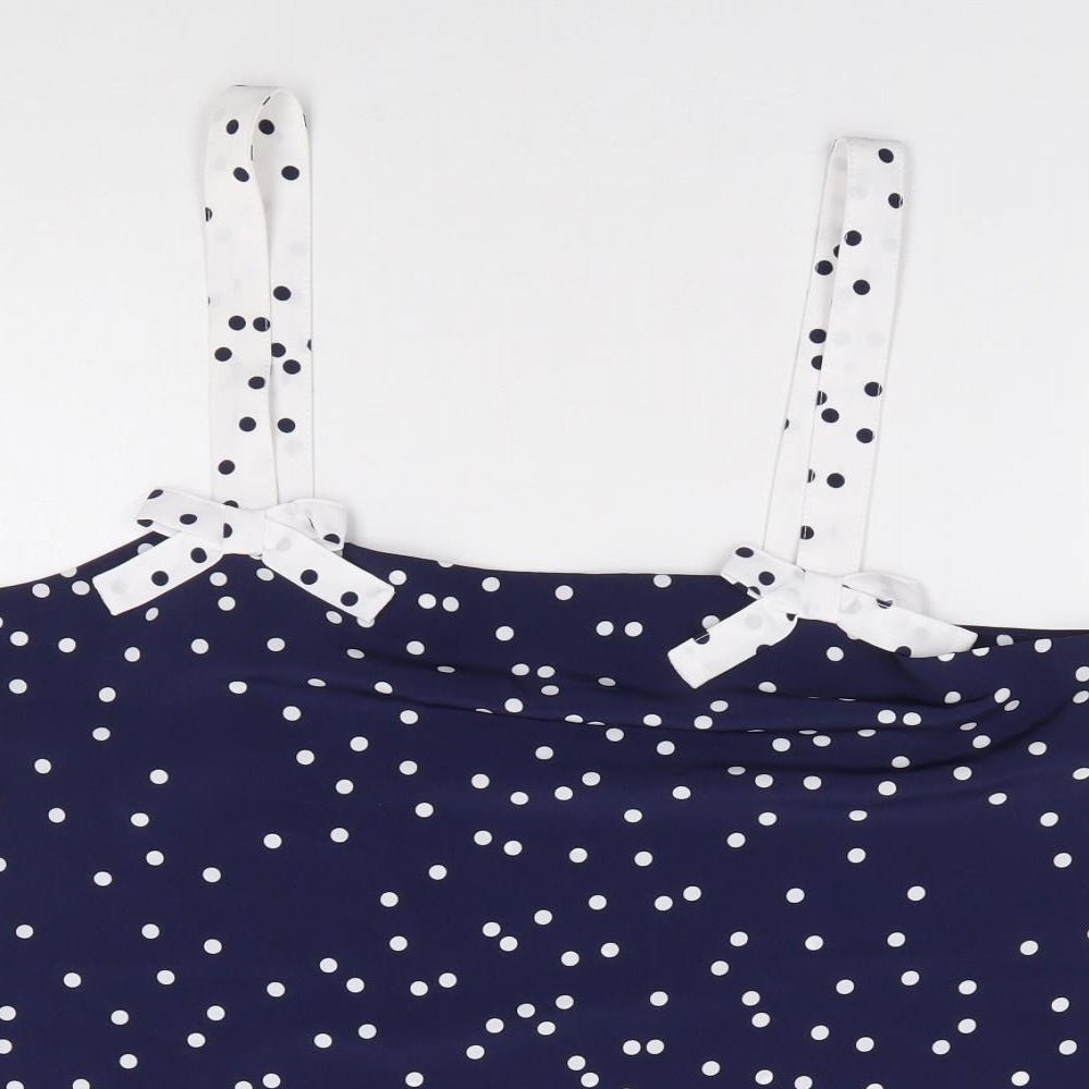 Savida Womens Blue Polka Dot Polyester Camisole Blouse Size L Square Neck