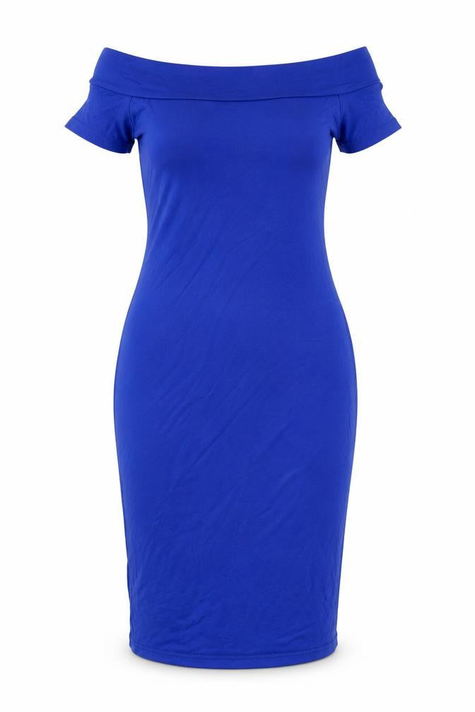 Style Womens Blue  Viscose Bodycon  Size S  Off the Shoulder Pullover