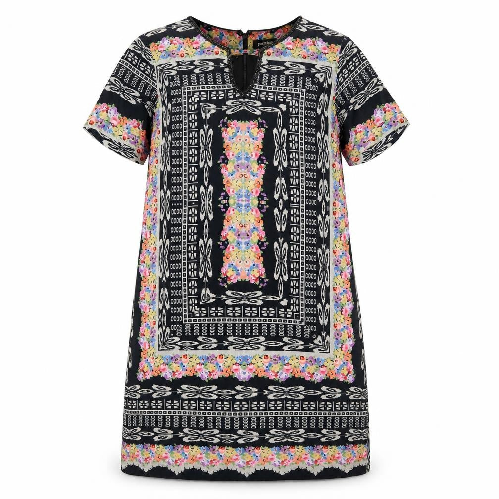 Pomodoro Womens Multicoloured Geometric Polyester A-Line  Size 10  V-Neck Zip
