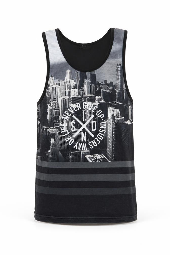 Inside Youth Boys Black Geometric Polyester Jersey Tank Size XS Round Neck Pullover