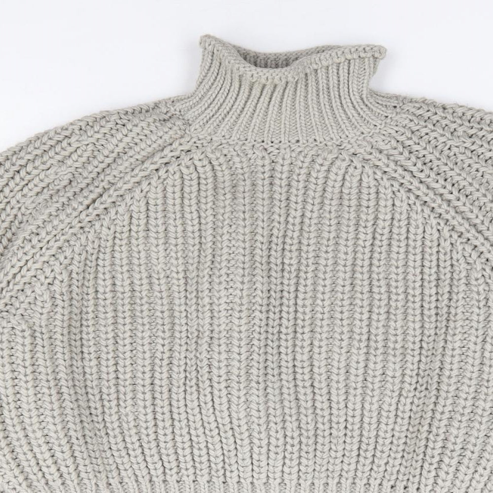 H&M  Womens Grey High Neck  Polyester Pullover Jumper Size M