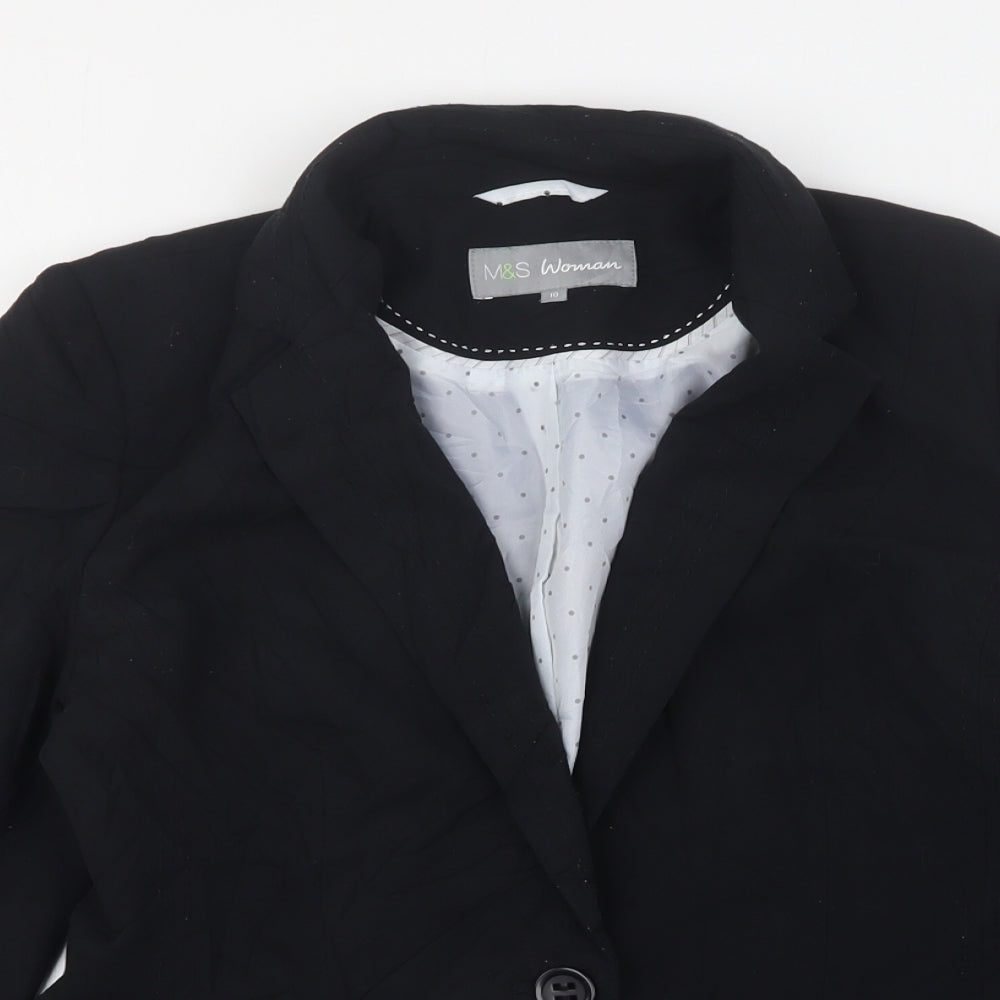 Marks and Spencer Womens Black  Polyester Jacket Suit Jacket Size 10