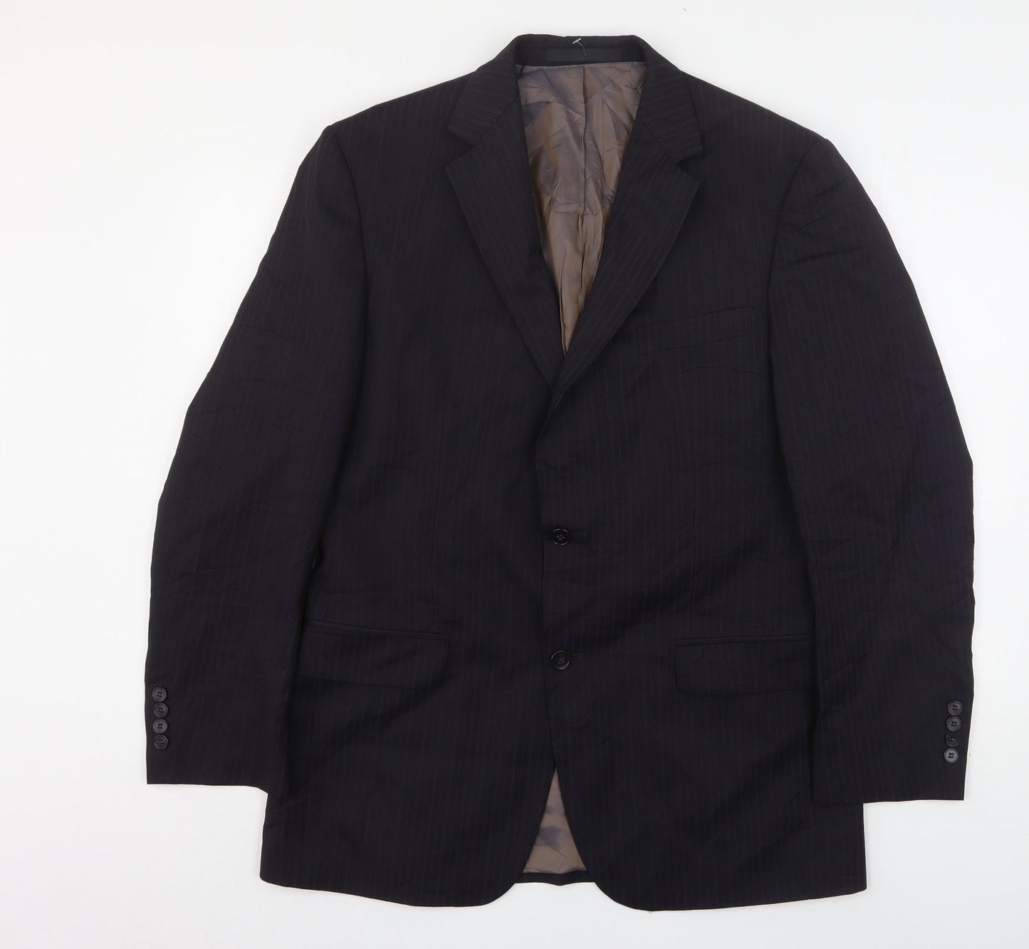 Marks and Spencer Mens Blue Striped Wool Jacket Suit Jacket Size 40