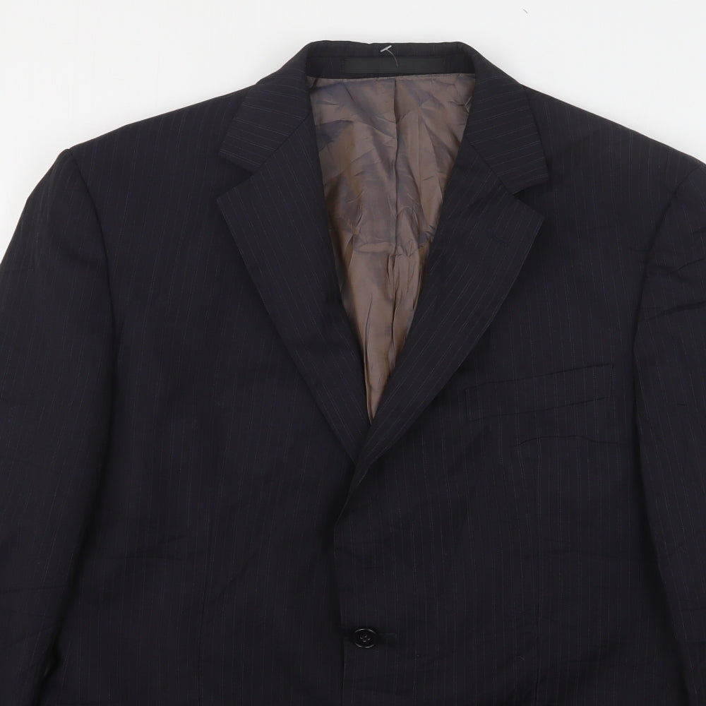 Marks and Spencer Mens Blue Striped Wool Jacket Suit Jacket Size 40