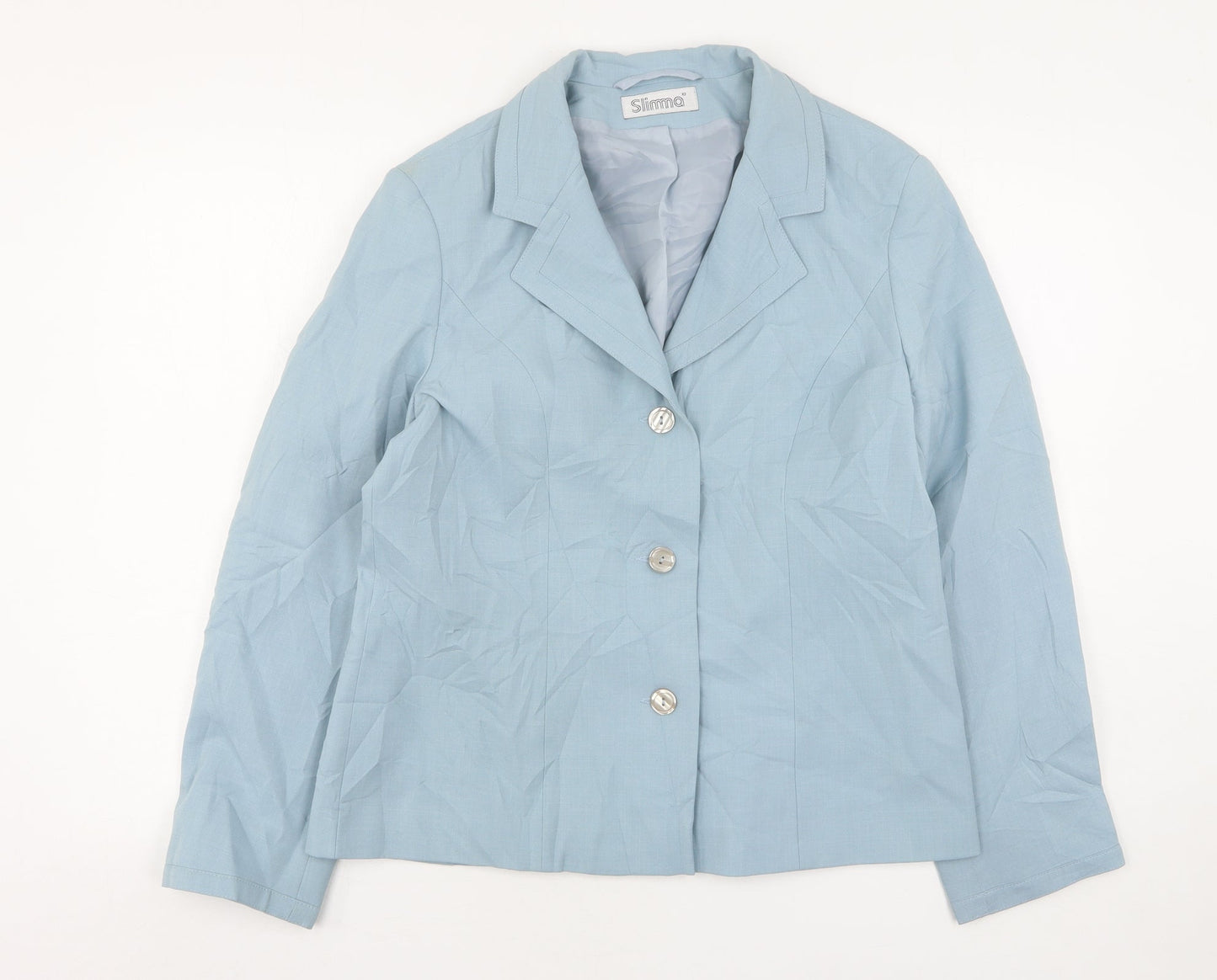 Slimma Womens Blue  Polyester Jacket Suit Jacket Size 12