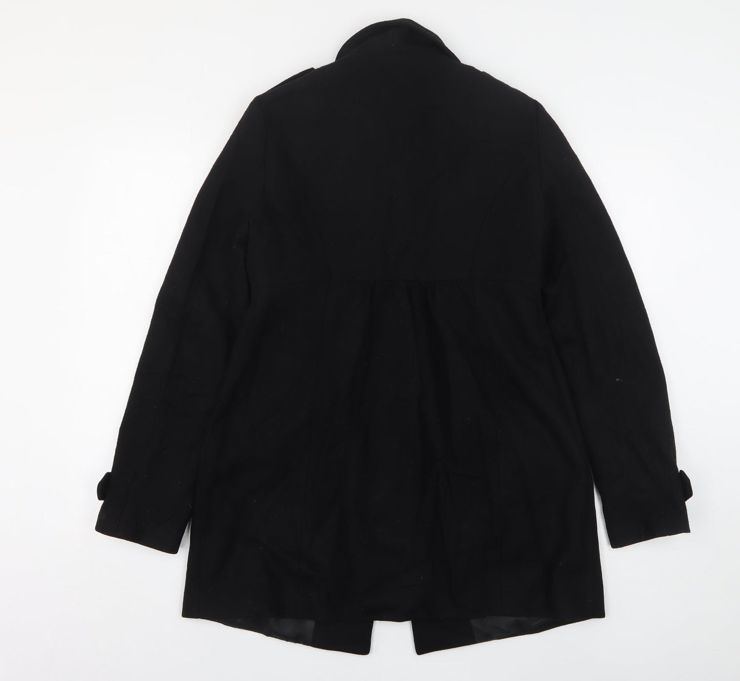 H&M Womens Black   Overcoat Coat Size 10  Button
