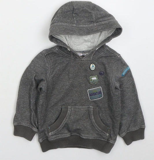 Mini Club Boys Grey  Cotton Pullover Hoodie Size 2-3 Years  Pullover - Adventure