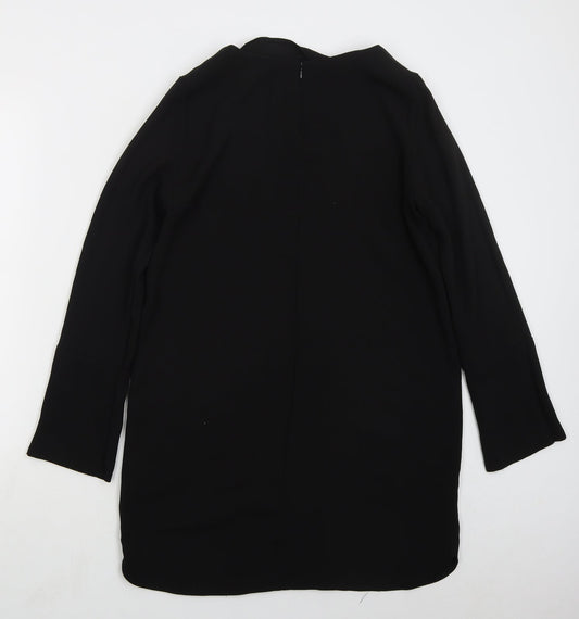 H&M Womens Black  Polyester Shift  Size 10  Boat Neck Zip