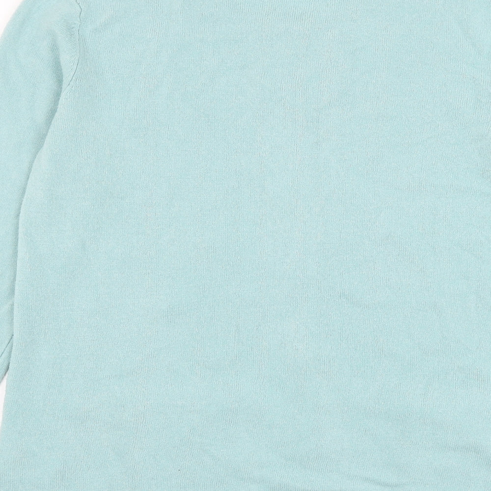 Damart Womens Blue Round Neck  Acrylic Cardigan Jumper Size 10