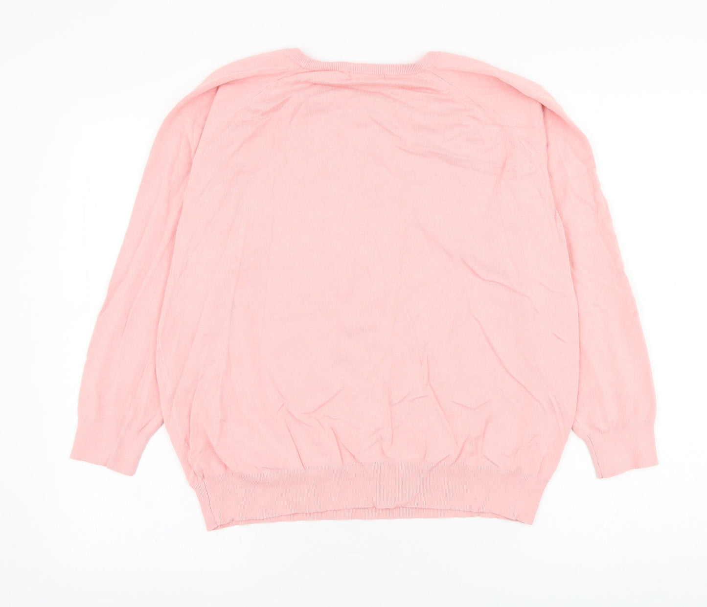 Dunnes Stores Womens Pink Round Neck  Viscose Pullover Jumper Size XL
