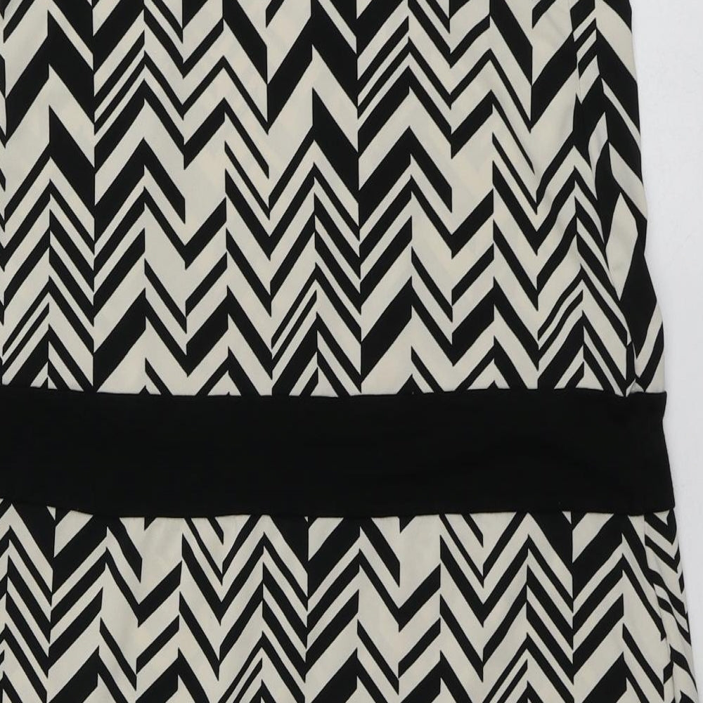 Warehouse Womens Beige Geometric Polyester A-Line  Size 14  Square Neck