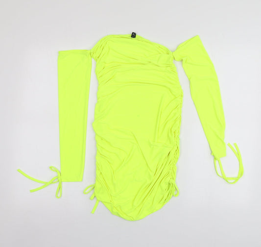 Asyou Womens Yellow  Polyester A-Line  Size 10  Square Neck