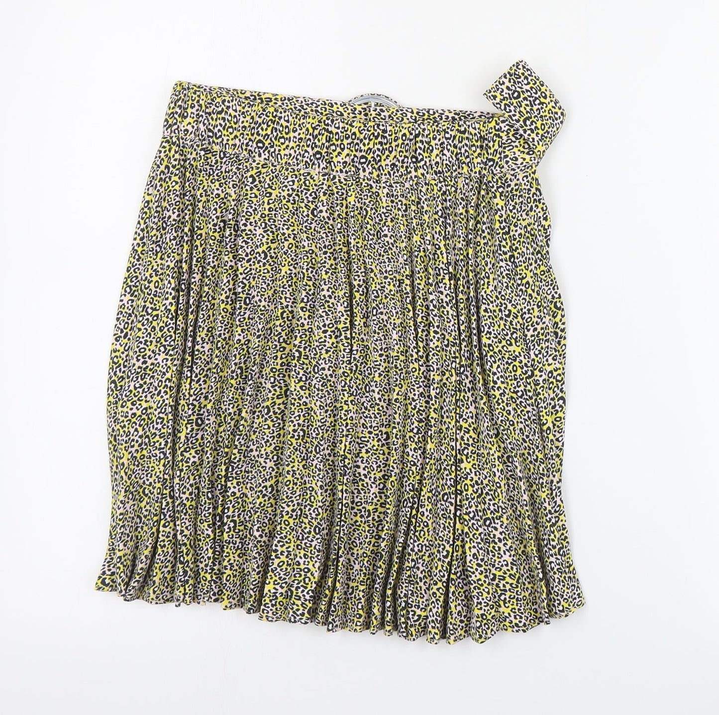 Topshop Womens Yellow Floral Polyester Pleated Skirt Size 6