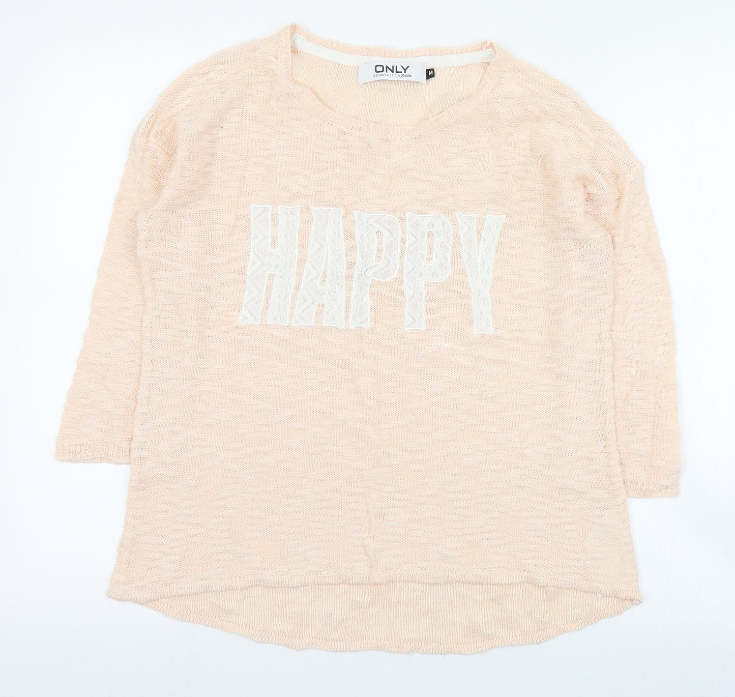 Only Womens Pink Round Neck  Acrylic Pullover Jumper Size M