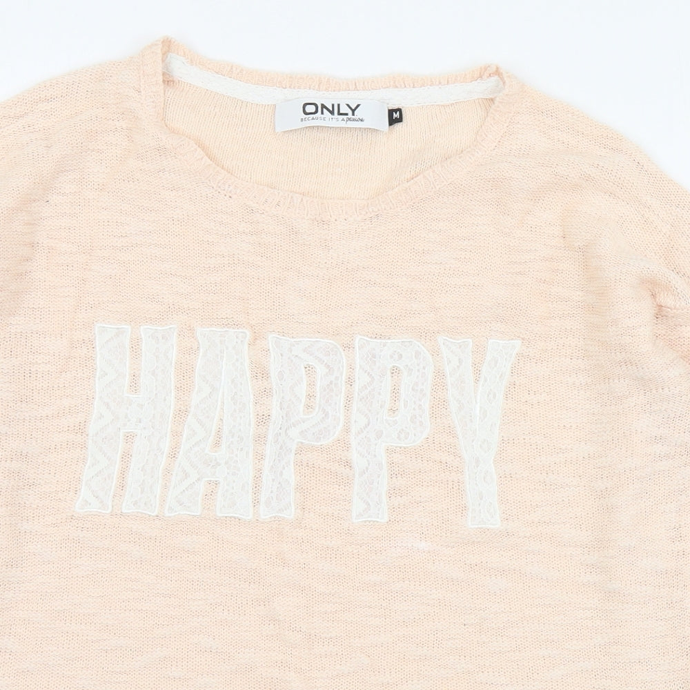 Only Womens Pink Round Neck  Acrylic Pullover Jumper Size M