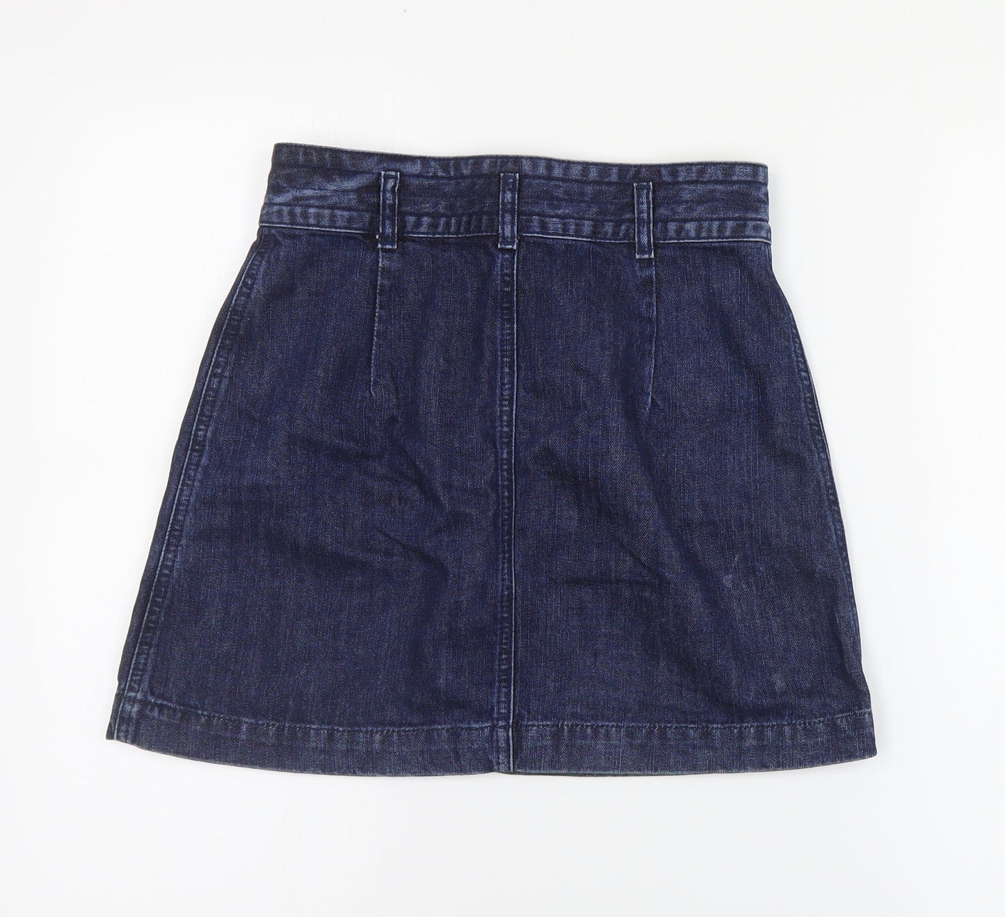 Topshop Womens Blue  Cotton A-Line Skirt Size 26 in   Zip