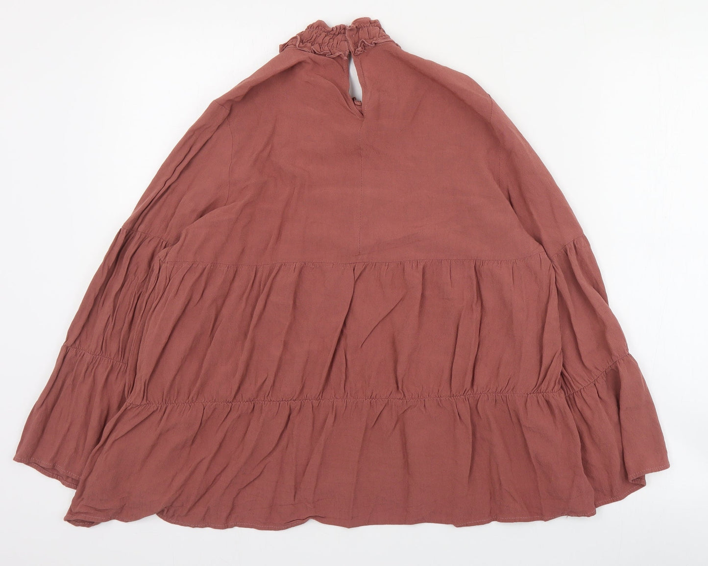 Zara Womens Pink  Viscose Basic Blouse Size M High Neck