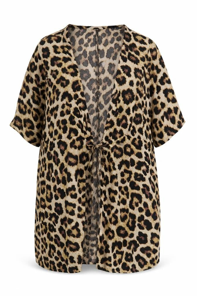 H&M Womens Brown Animal Print  Jacket  Size L  Tie