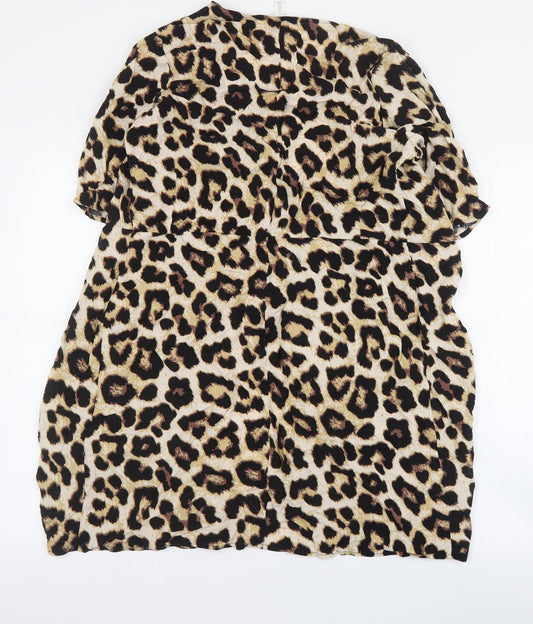 H&M Womens Brown Animal Print  Jacket  Size L  Tie