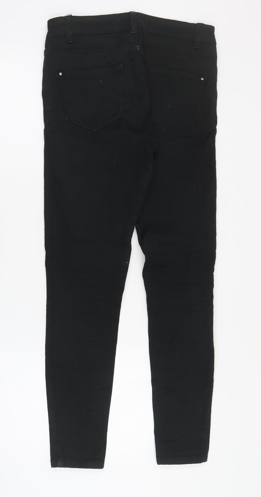 New Look Womens Black  Cotton Skinny Jeans Size 8 L28 in Slim Zip
