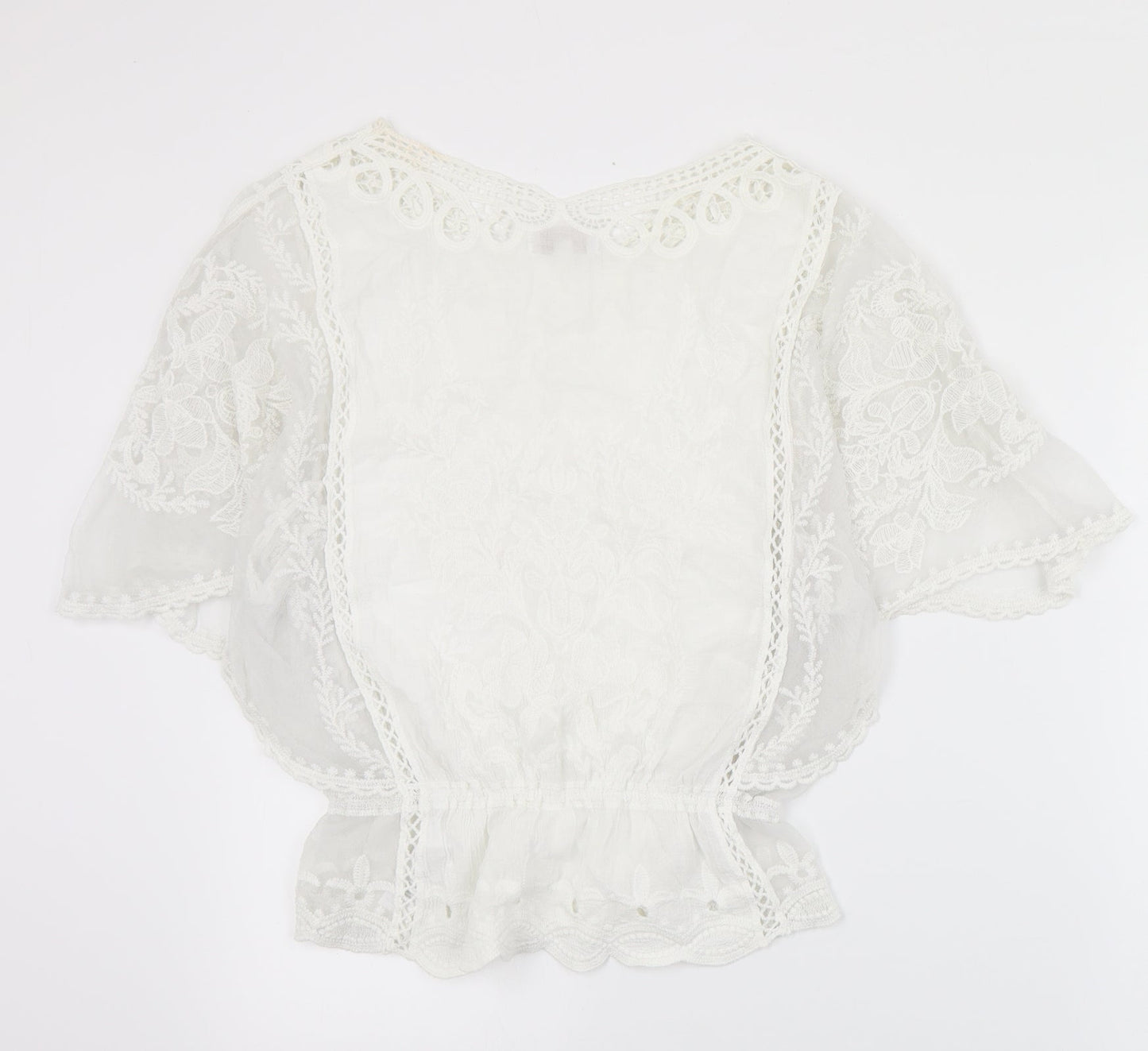 Apricot Womens Ivory  Cotton Basic Blouse Size S V-Neck