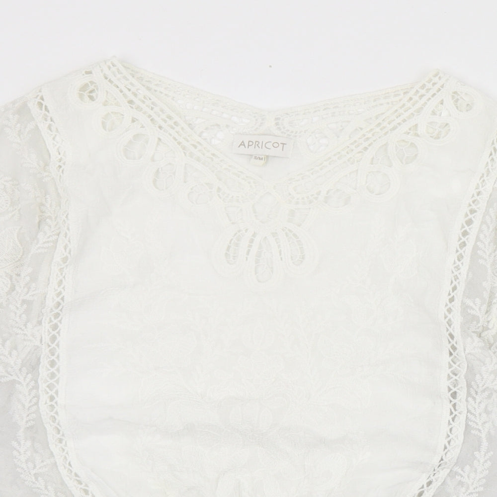 Apricot Womens Ivory  Cotton Basic Blouse Size S V-Neck