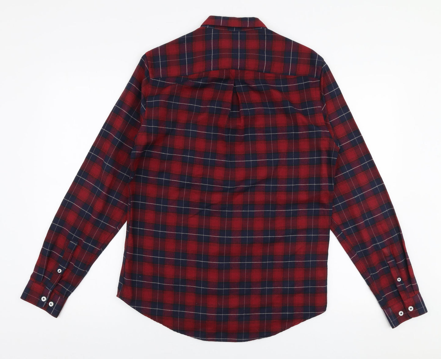 River Island Mens Multicoloured Plaid Cotton  Button-Up Size S Collared Button