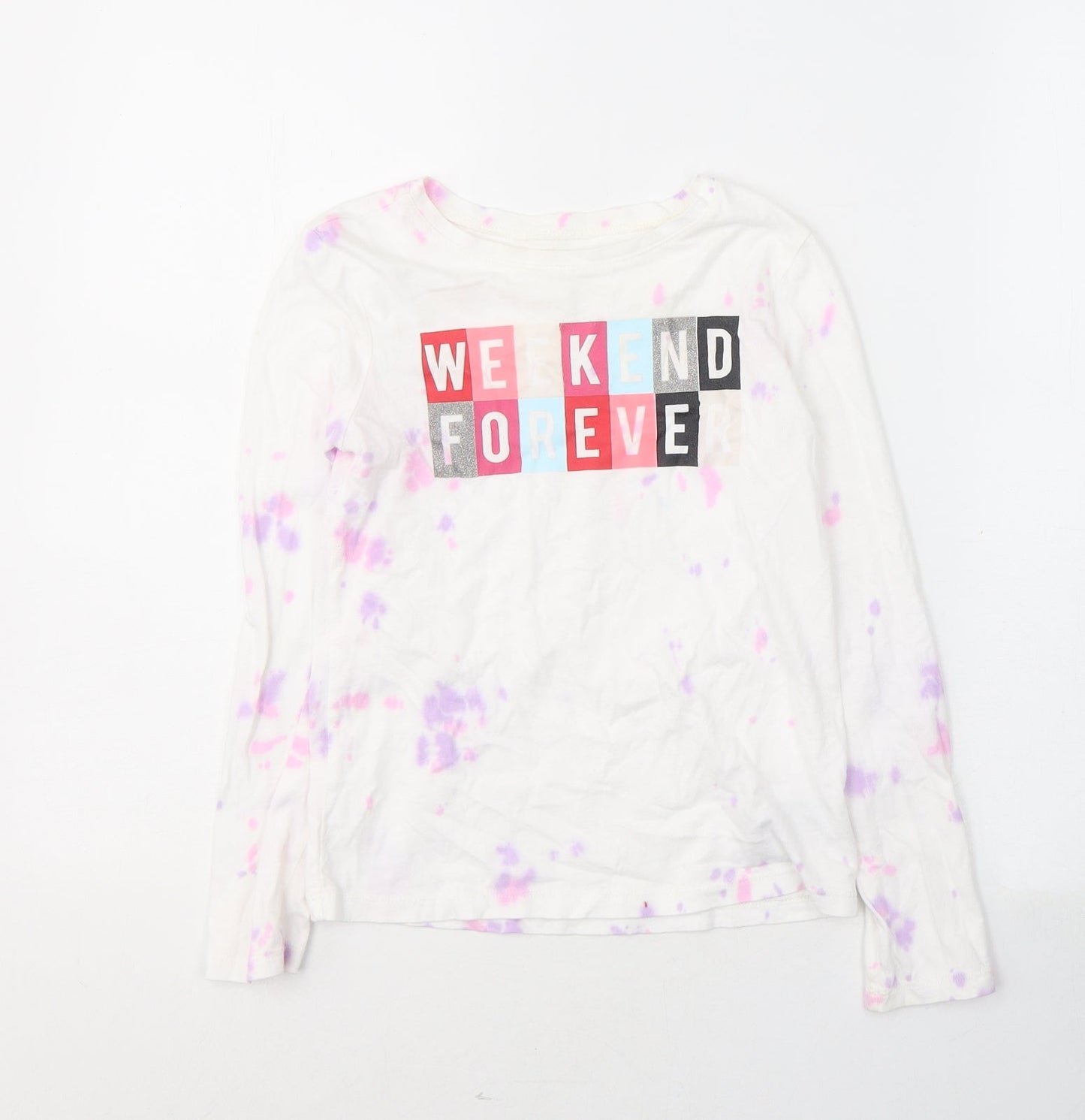 Gap Girls White Geometric Cotton Pullover Casual Size M Round Neck Pullover - Weekend Forever