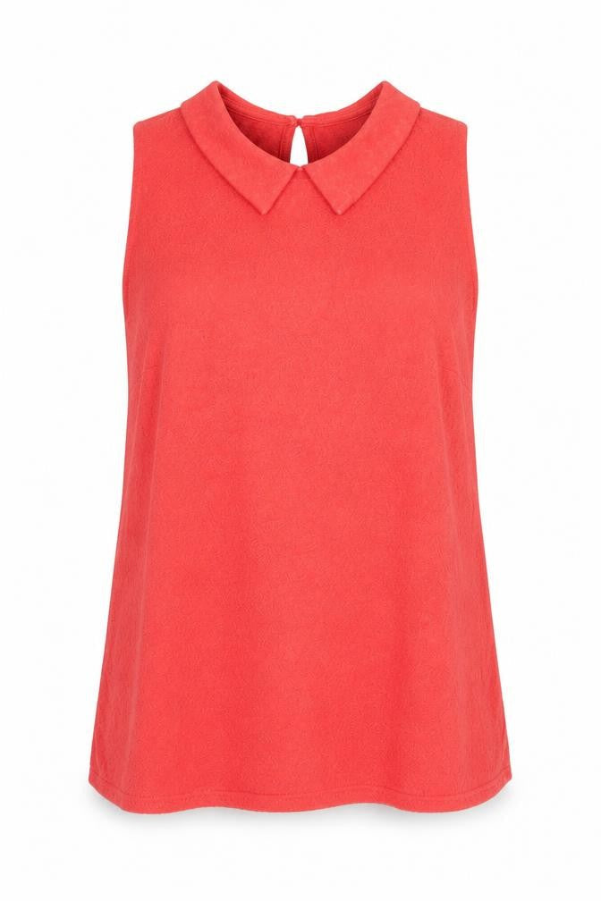 Topshop Womens Red Geometric Cotton Jersey Tank Size 10 Round Neck