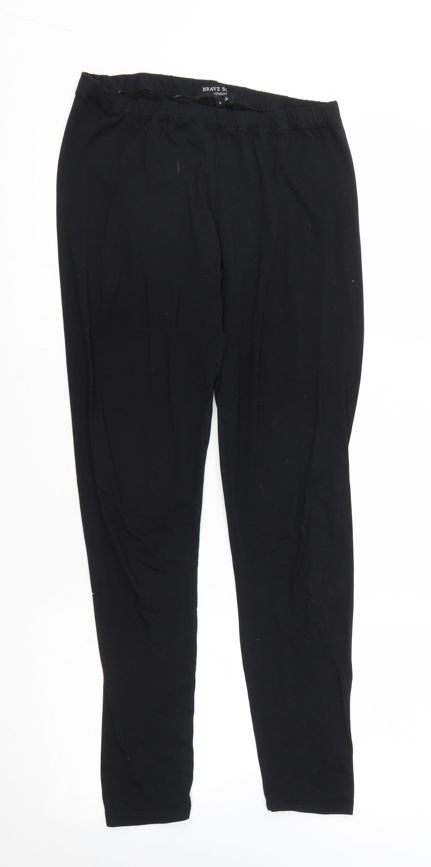 Brave Soul Womens Black  Polyester Cropped Leggings Size S L27 in