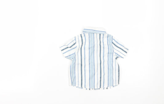 Primark Boys Blue Striped Cotton Basic Button-Up Size 3-6 Months Collared Button
