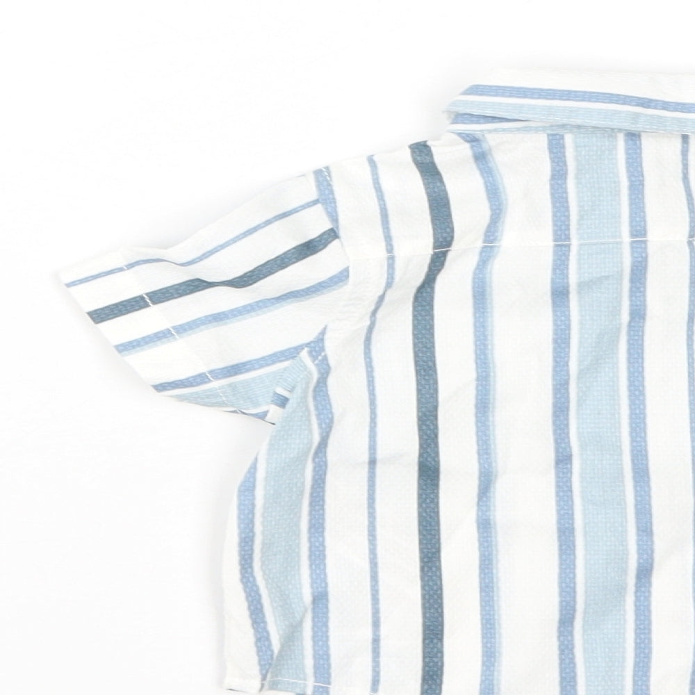 Primark Boys Blue Striped Cotton Basic Button-Up Size 3-6 Months Collared Button