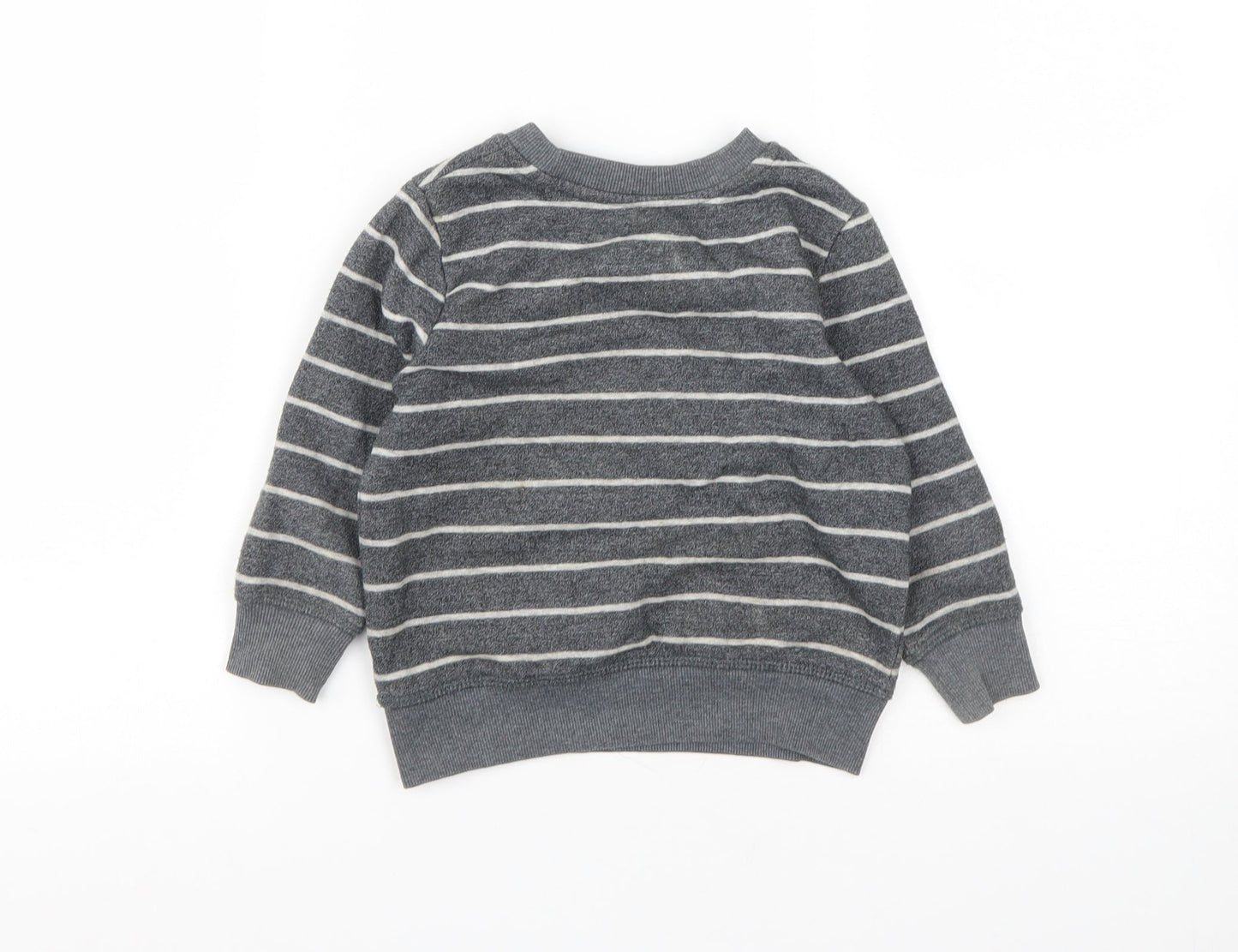 George Boys Grey Striped Cotton Pullover Sweatshirt Size 2 Years