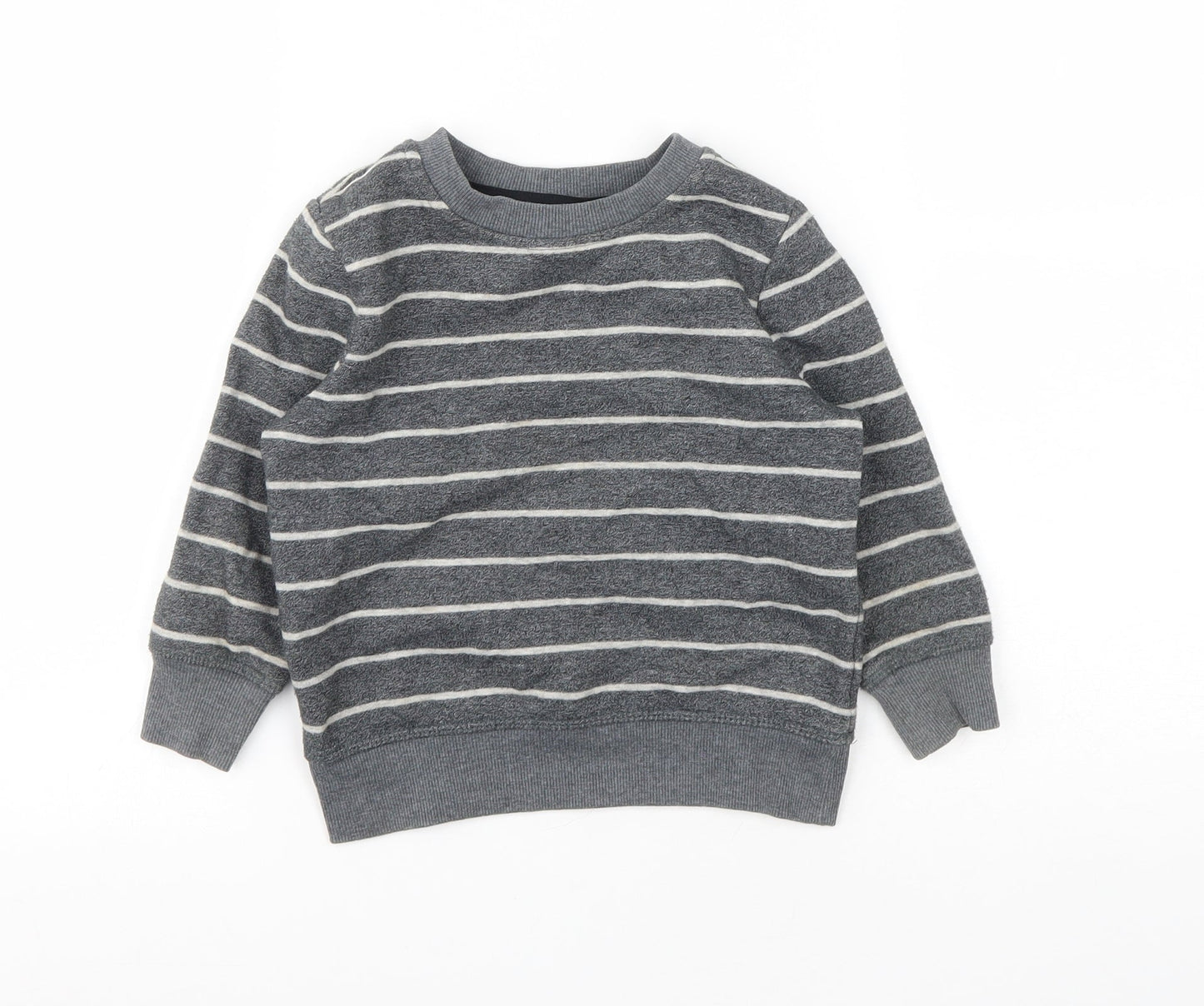 George Boys Grey Striped Cotton Pullover Sweatshirt Size 2 Years