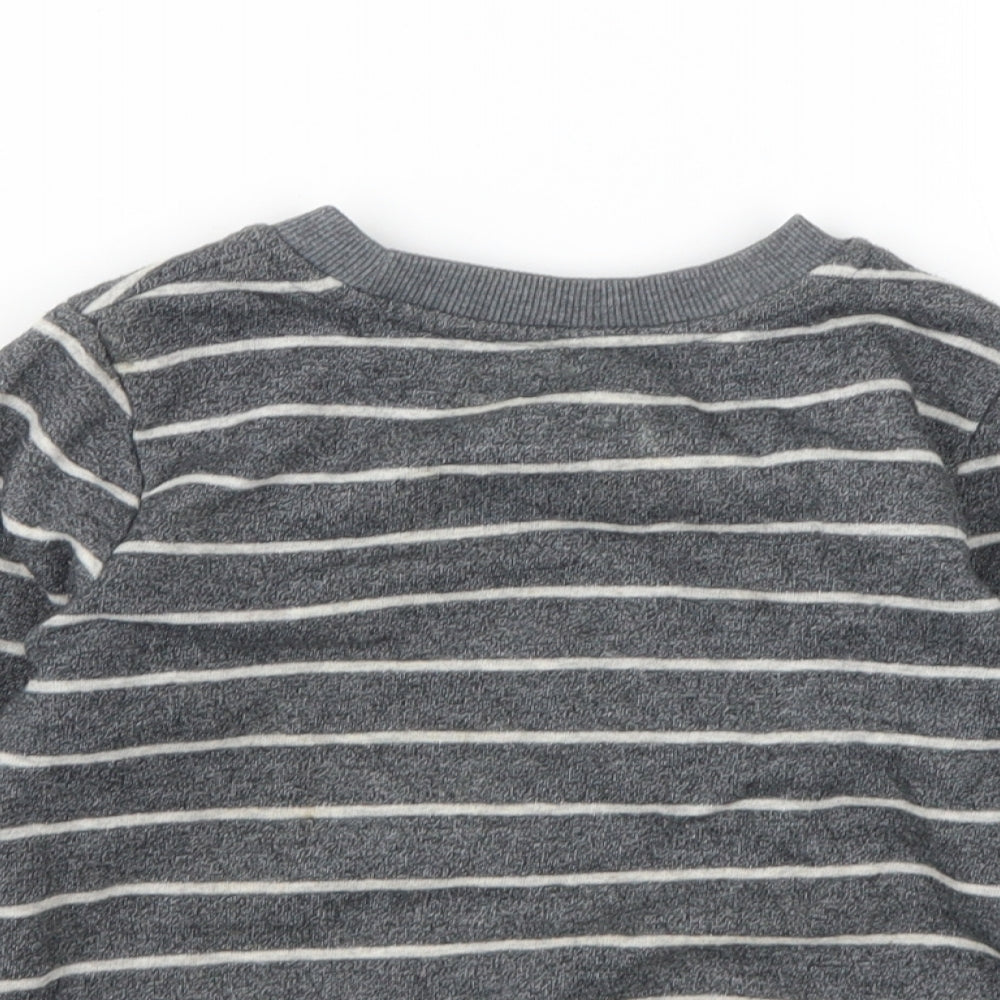 George Boys Grey Striped Cotton Pullover Sweatshirt Size 2 Years