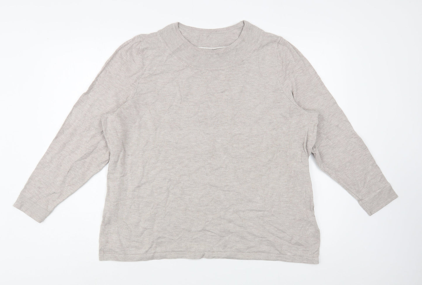 Bonmarché Womens Beige Round Neck  Viscose Pullover Jumper Size L