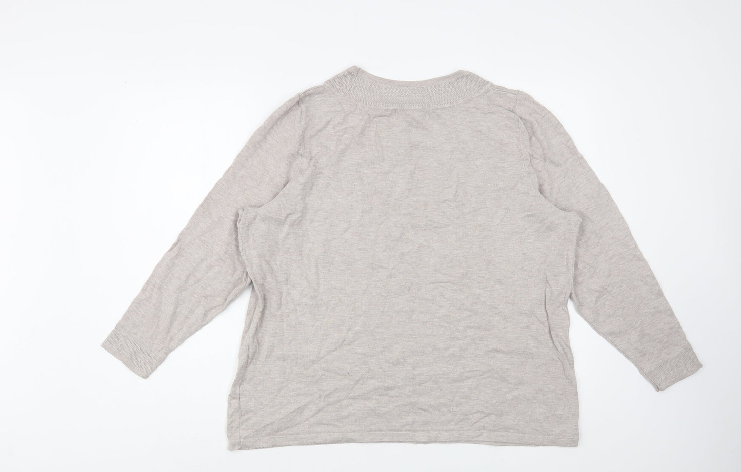 Bonmarché Womens Beige Round Neck  Viscose Pullover Jumper Size L