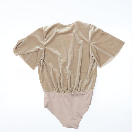 Zara Womens Gold  Polyester Bodysuit One-Piece Size S  Snap