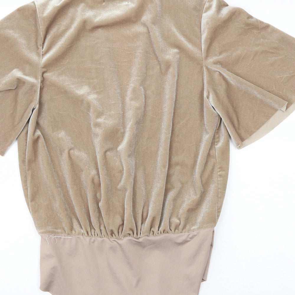 Zara Womens Gold  Polyester Bodysuit One-Piece Size S  Snap