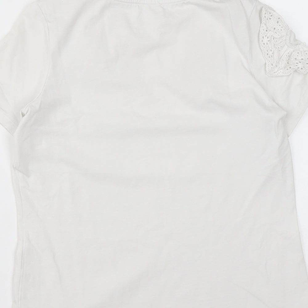 Savida Womens White  Cotton Basic T-Shirt Size S Round Neck