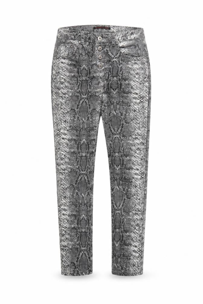 Place Du Jour Womens Grey Animal Print Cotton Straight Jeans Size 10 L27 in Regular Button