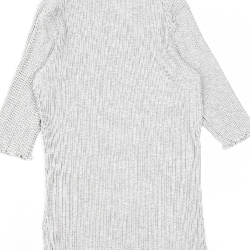 Karen By Simonsen Womens Grey  Viscose Basic T-Shirt Size M Round Neck