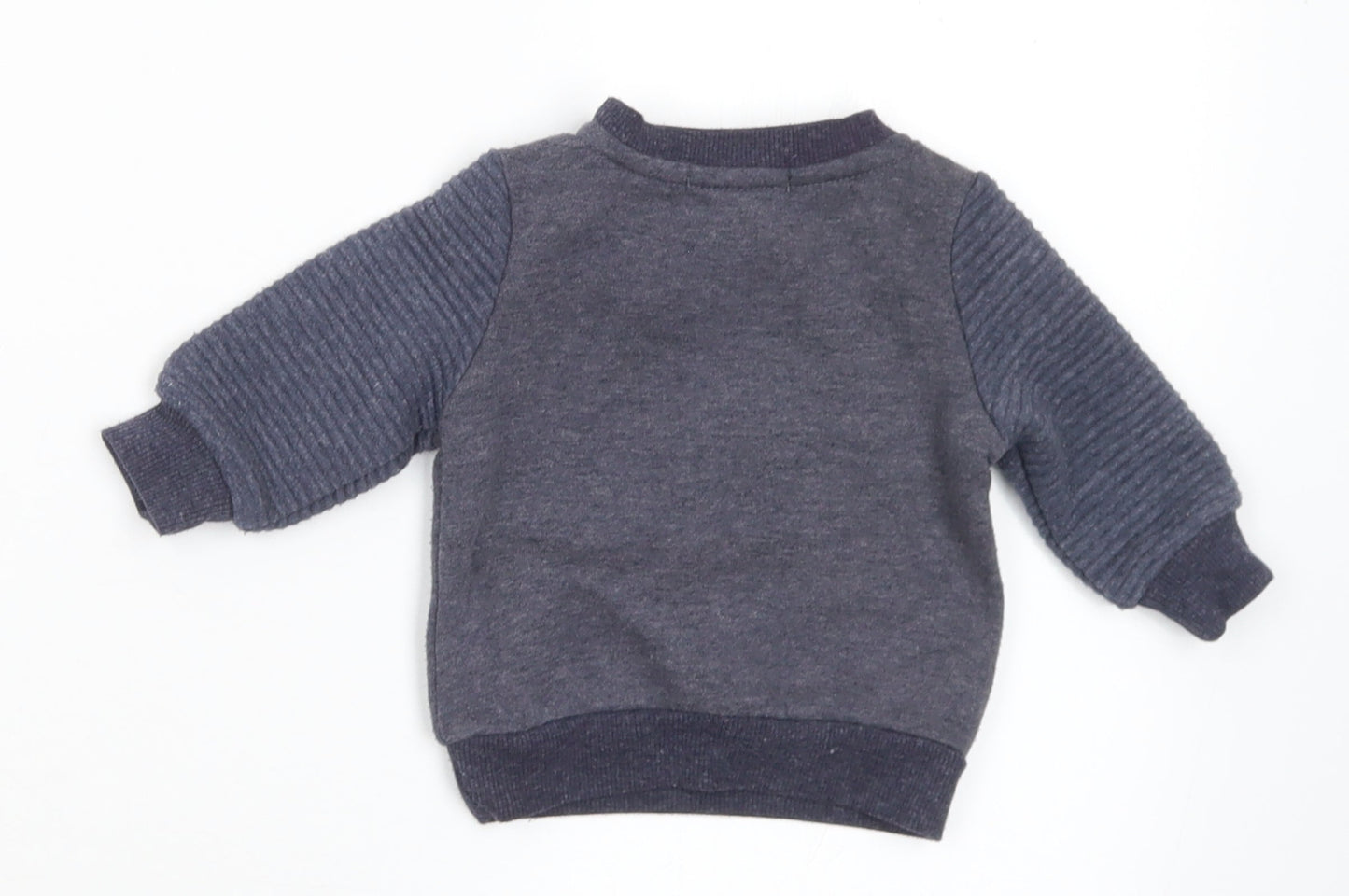 Primark Boys Grey  Polyester Pullover Jumper Size 0-3 Months  Snap - Car
