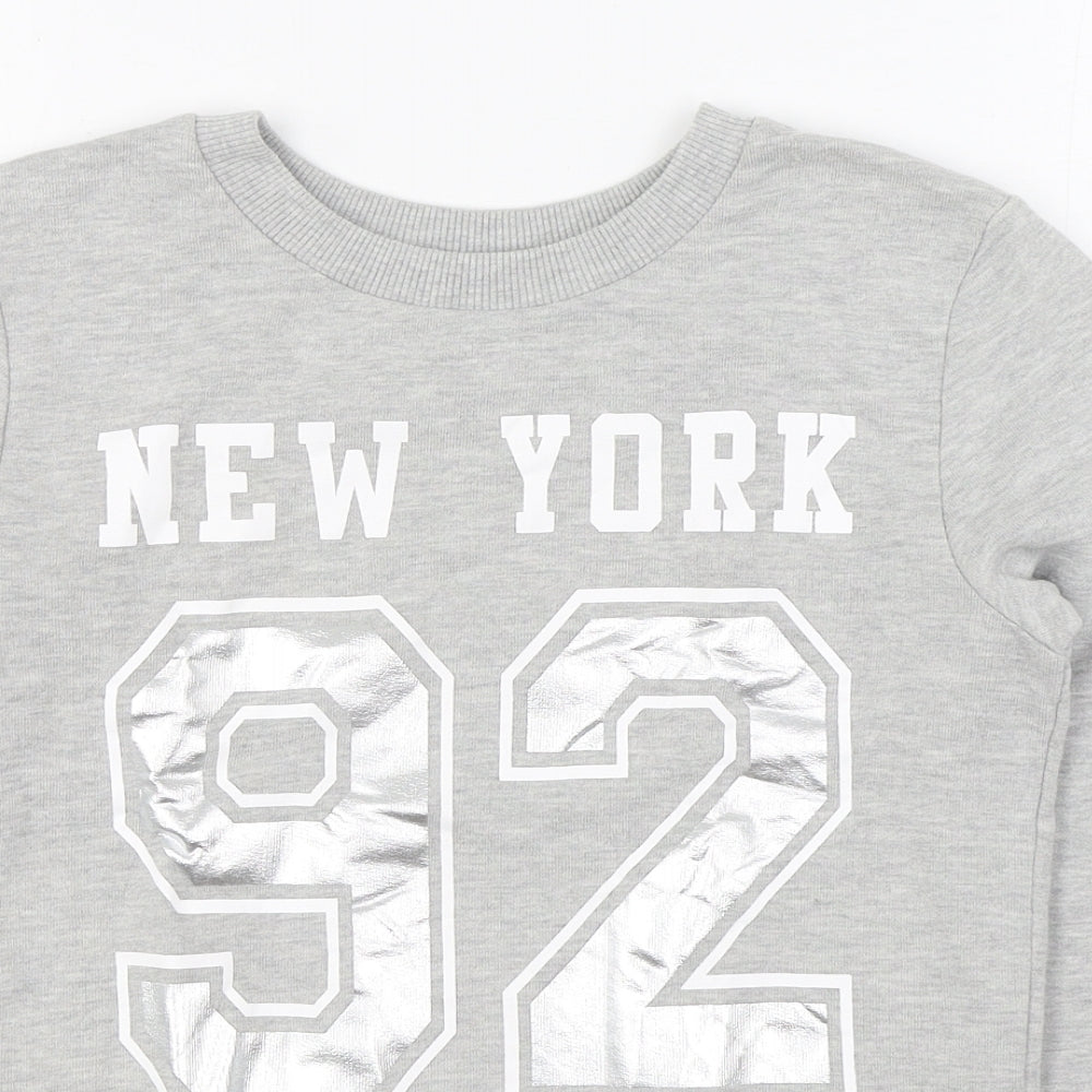 Miss Selfridge Womens Grey  Cotton Pullover Sweatshirt Size 6  Pullover