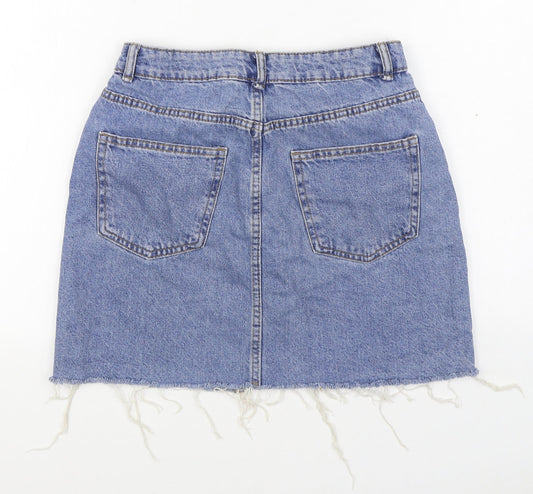 Denim & Co. Womens Blue  Cotton A-Line Skirt Size 10   Zip
