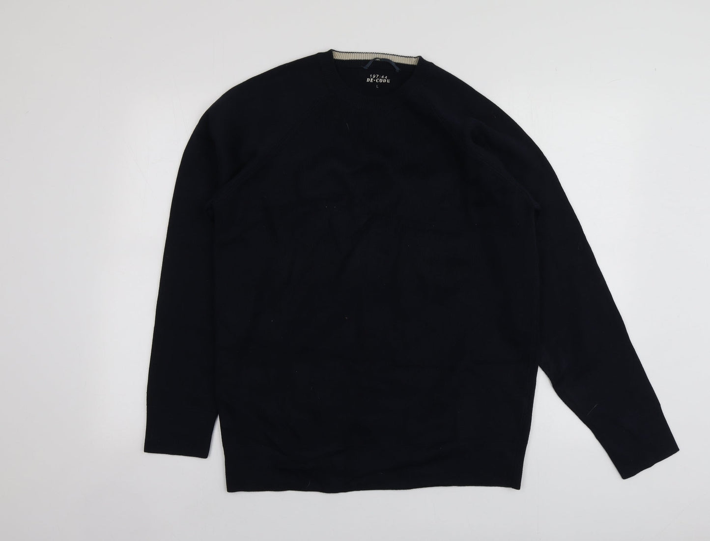 Dunnes Stores Womens Blue Round Neck  Cotton Pullover Jumper Size L