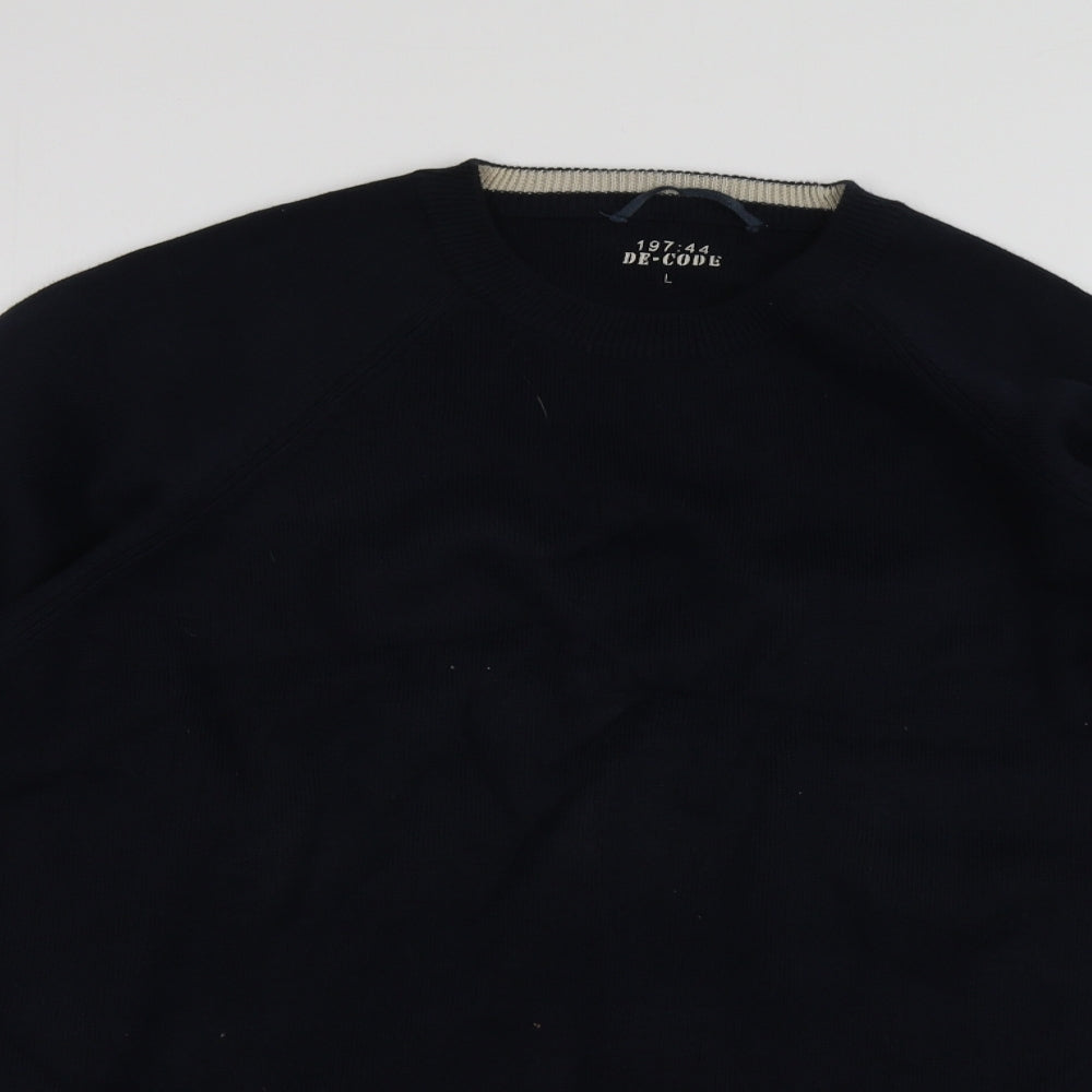 Dunnes Stores Womens Blue Round Neck  Cotton Pullover Jumper Size L
