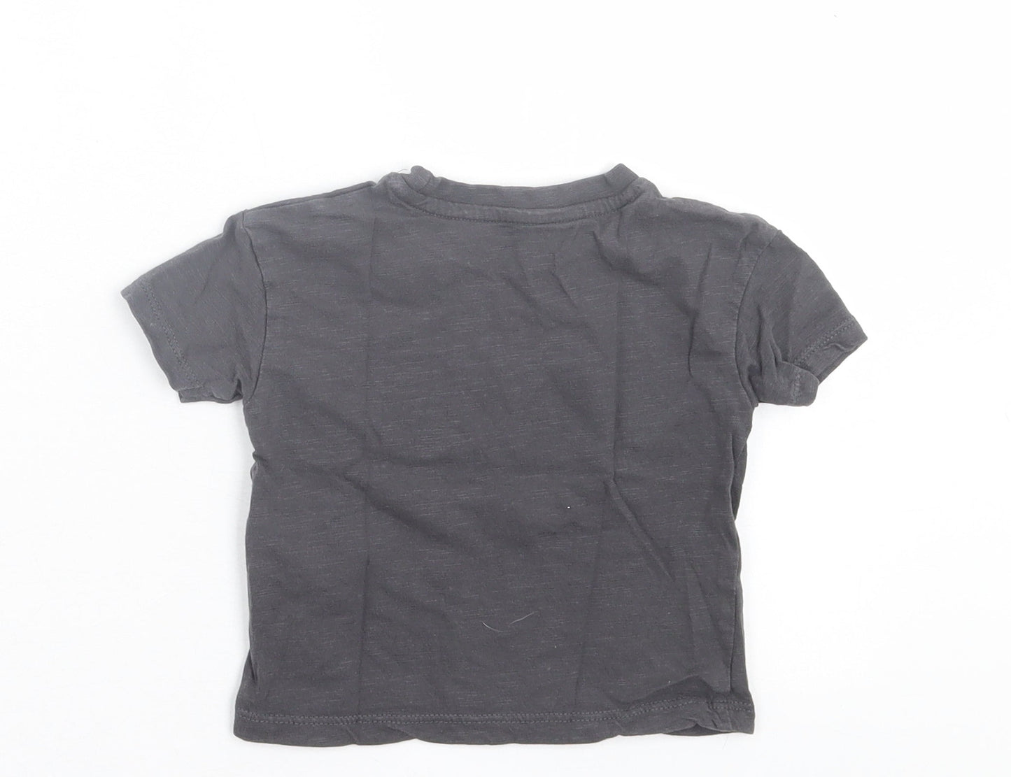 Primark Girls Grey  Cotton Basic T-Shirt Size 9-12 Months Crew Neck Pullover